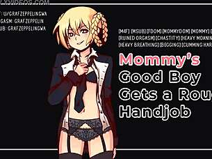 s good boy moans under rough femdom handjob