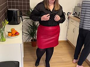 stepmom goes all out horny to drain stepson's load everywhere