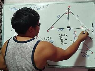 Asian teacher nerd student's math sex triangle 😏🧮