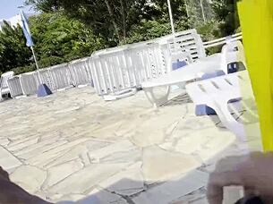 milf helps pool jerkoff cum 💦🍆