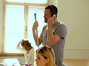 after class, horny shaved teens dive into anal orgy double penetration