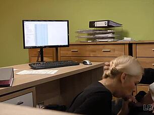 naughty czech agent performs sex casting in office for cash