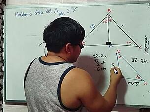 Asian teacher nerd student's math sex triangle 😏🧮