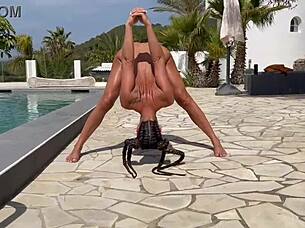 Roxy fox stretches naked in sensual yoga workout