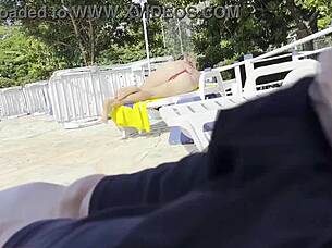 milf helps pool jerkoff cum 💦🍆