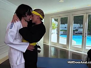 karate guy impresses milf after tough challenge