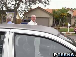 Lovely Redhead Teen Sucks And Pleases Two Old Guys Sideways