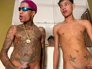 Skinny blonde teen bends for big cock cum on ass doggystyle