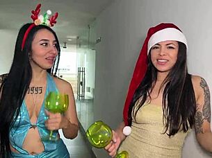 bestie christmas anal plug ends in facial bliss
