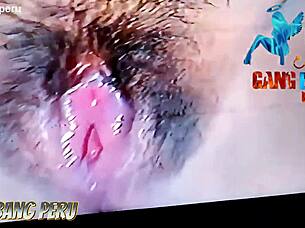 peruvian nympho screams for rough creampie orgy