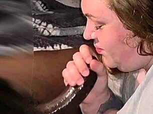 sloppy chubby milf deepthroats bbc becoming cum eater