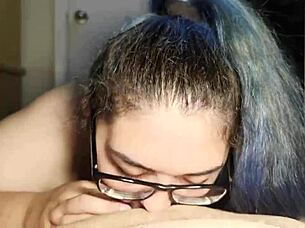 Big titted babe makes him cum quick