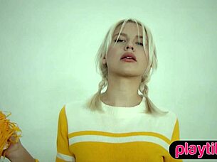 Petite blonde milf cheerleader rips clothes off big ass