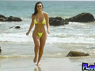 Sexy Latina CJ Sparxx Exposes Tits Pussy Beach Striptease