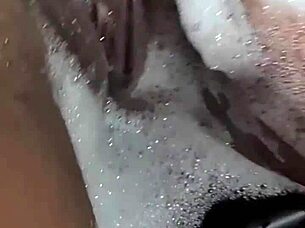 Quick foamy bath turns into anal creampie fuck for her pussy