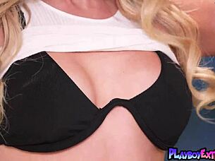 Big Titted Blonde Teen Student Strips In Stockings!