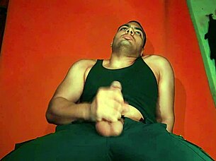 sexy chinese bodybuilder rubs spanish guitar on monster cock carrot background! 🎸🍆