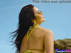 Sexy Latina CJ Sparxx Exposes Tits Pussy Beach Striptease