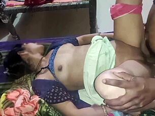 desi wife moans riding husband's cock in closeup