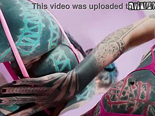 i luv her strapon poundin my pussy anal whippin so hard goth bdsm