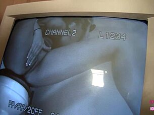 The gloryhole cock slides straight into busty tattooed blonde dana's hungry mouth handjob