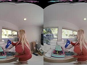 VRAllure milf masturbates with toys spied on pov