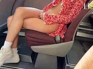 wanna see hot woman flashing touching wet pussy on public bus?