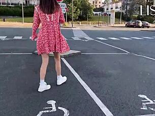 wanna see hot woman flashing touching wet pussy on public bus?