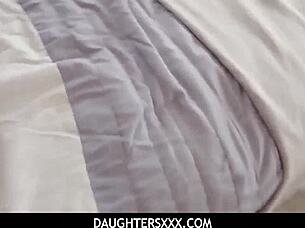 skinny teen begs stepdad for deepthroat after shower handjob