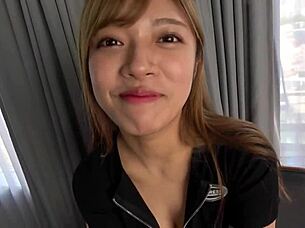 horny japanese college slut ayu bends for cash doggystyle fuck