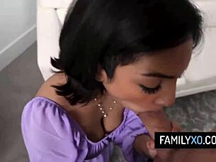 hot babe ozzy sparx bends over for stepdad's rough titty fuck