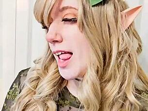 kimmi elf rims human asshole deep before swallowing hot cum