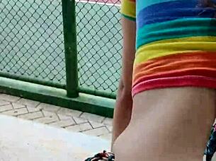 athletic redhead screams outdoor public big ass fuck