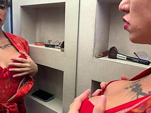 big clit brunette cheats riding two cocks moaning loud