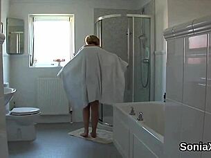 uk mature lady sonia flashes huge lingerie tits adulterous tease