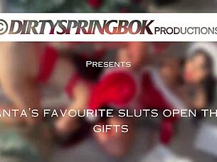 santas little sluts unwrap christmas gifts then get slutty all over