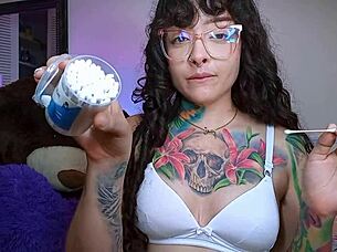 Croatian curly's sloppy pierced nipples tongue drool taboo