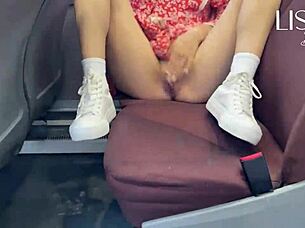 wanna see hot woman flashing touching wet pussy on public bus?