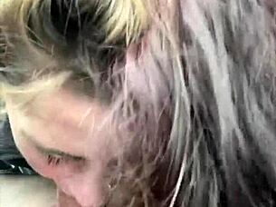 WHOA, HOOKER SUCKS EVERY DROP OFF CUSTOMER'S COCK OUTDOORS!