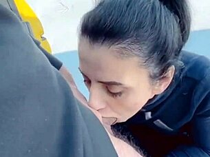 its amazing sucking cock in freezing cold and tasting hot cum on tongue