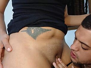 muscular stud rips clothes off juicy swollen pussy for dripping wet licking and gaping assfuck