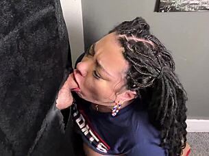 neglected hubby finally gets milf gloryhole tit service