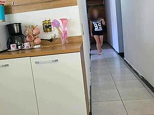 risky fuck with husband's friend while he showered almost caught
