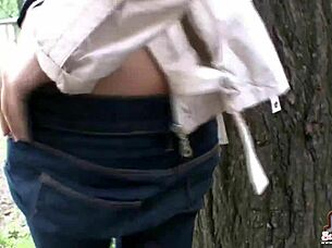 Tight Jeans Rip Off Milf's Nude Ass Striptease