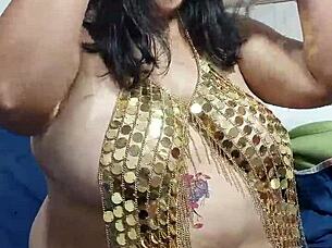 Wife hunts monster cocks with her big tits and belly