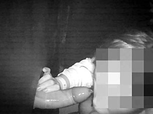 Glory hole stretches housewife's tight ass with 25cm massive cock!