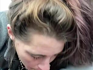 WHOA, HOOKER SUCKS EVERY DROP OFF CUSTOMER'S COCK OUTDOORS!