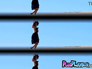 Amy Leigh Andrews' big tits shine as blonde poses with sexy Latina Raquel Pomplun