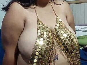 Wife hunts monster cocks with her big tits and belly