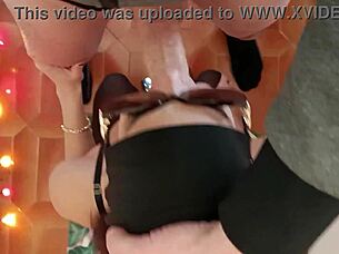 Milf in Heels and Glasses Gags on POV Cock for Facial Cumshot